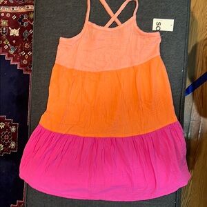 SO brand new Size 14-16 Vibrant Orange and Pink Sleeveless Dress